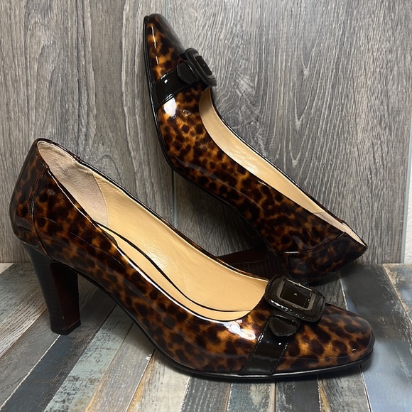 Cole Haan Nike Air Women’s Leopard Print Patent Leather Heels Square Toe Sz. 10B - Picture 13 of 13